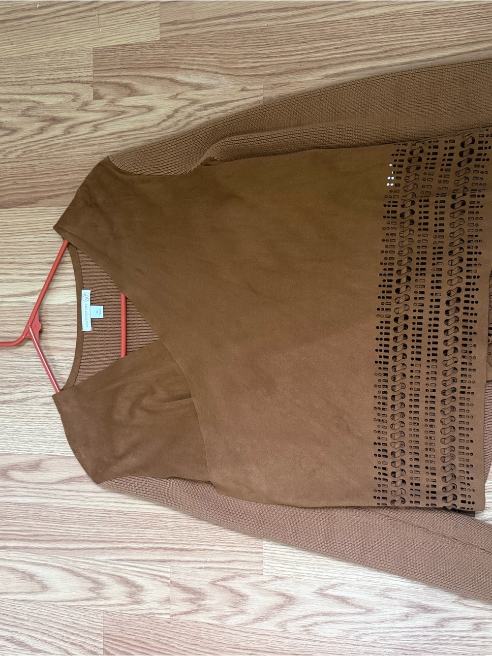 Brown Women's Long Sleeve Cardigan with Laser-Cut Hem